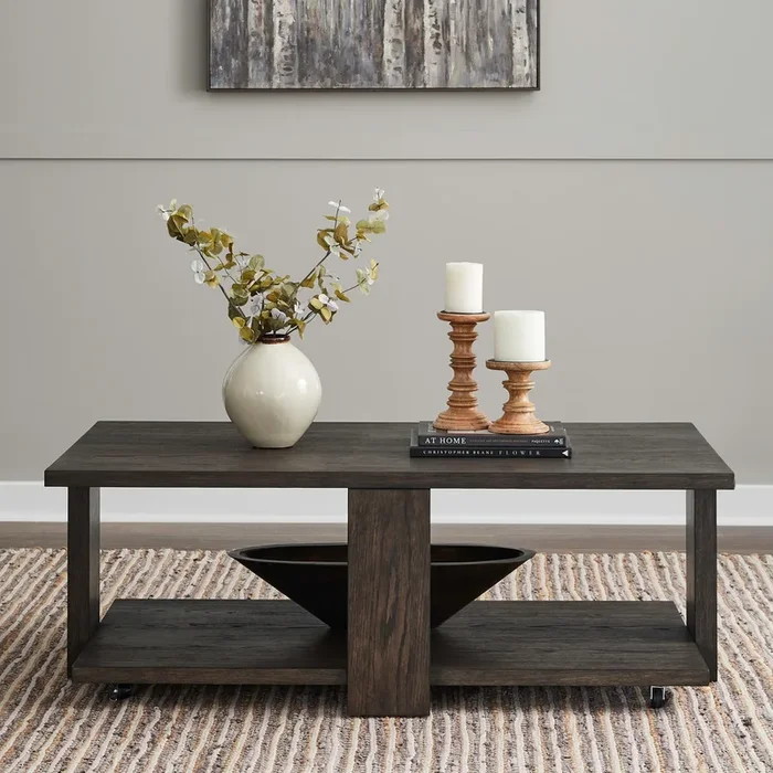 Contemporary Cocktail Table with Casters