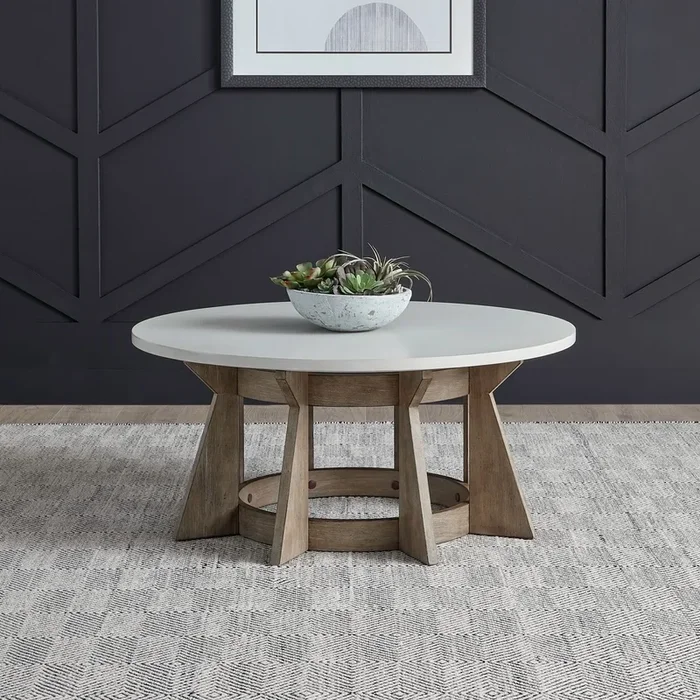 Contemporary Round Two-Tone Cocktail Table