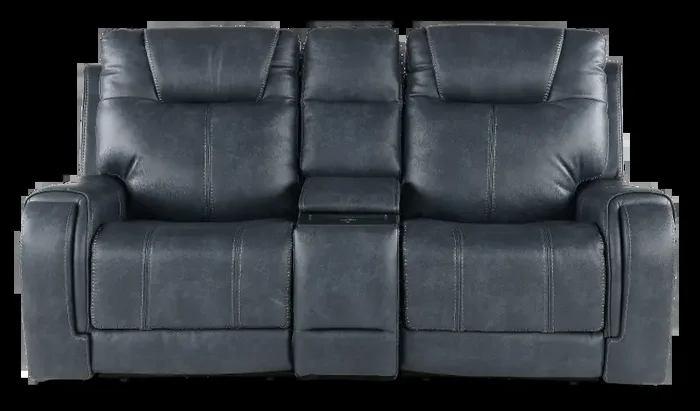 Conway Slate Gray Power Reclining Loveseat with Console