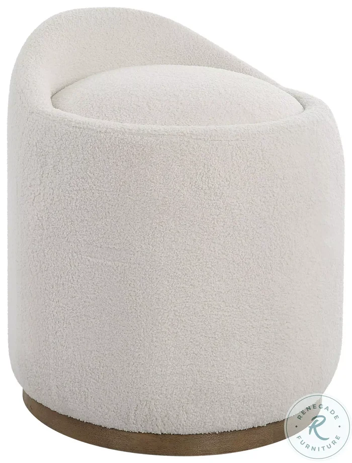 Coral Reef White Swivel Ottoman