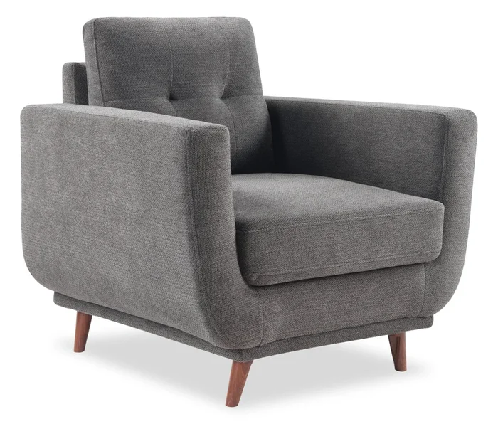 Cosmo 34″ Fabric Chair with Tufted Back Cushion – Charcoal | Fauteuil Cosmo de 34 po en tissu avec coussin de dossier capitonné – anthracite