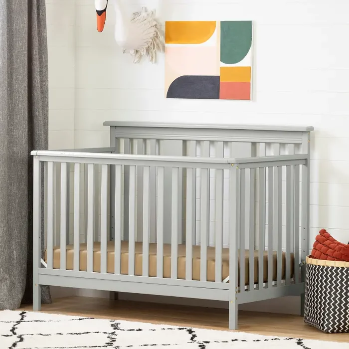 Cotton Candy Gray Crib with Toddler Rail – South Shore
