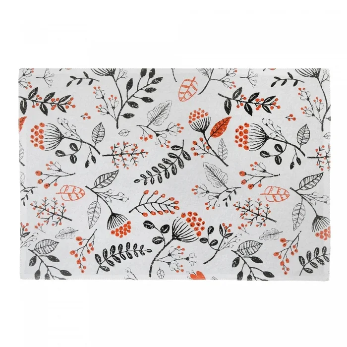 Cotton Placemat Persimmon – Set of 12|Napperon en coton orné de fleurs de kaki – ensemble de 12