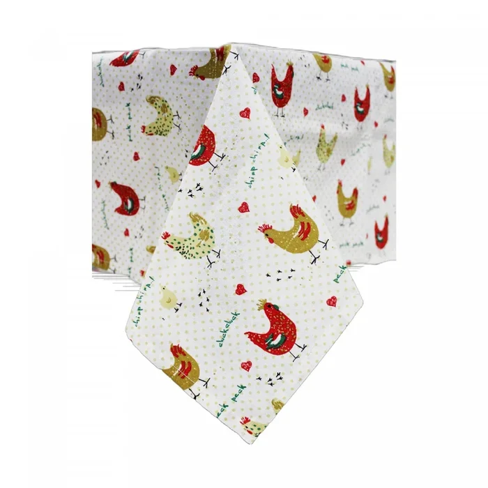 Cotton Tablecloth 52″ x 72″ Farmhouse Chicken Tablecloths|Nappe 52 po x 72 po en coton ornée de poules à la ferme