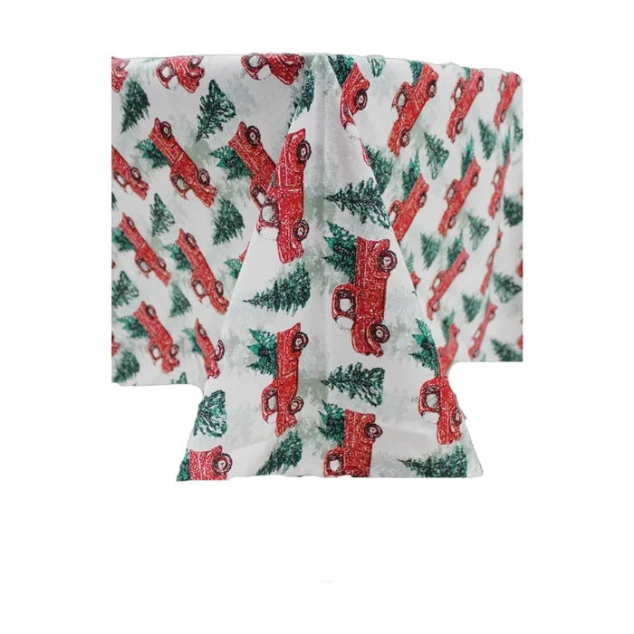 Cotton Tablecloth 52″ x 72″ Red Truck with Tree Tablecloths|Nappe 52 po x 72 po en coton ornée de camions rouges et d’arbres