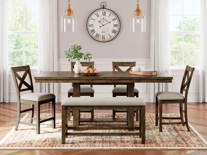Counter Height Dining Table With 4 Barstools And Bench