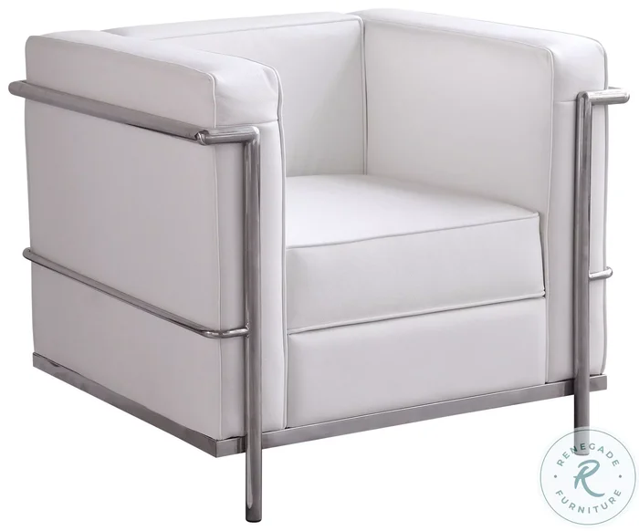 Cour White Italian Leather Chair