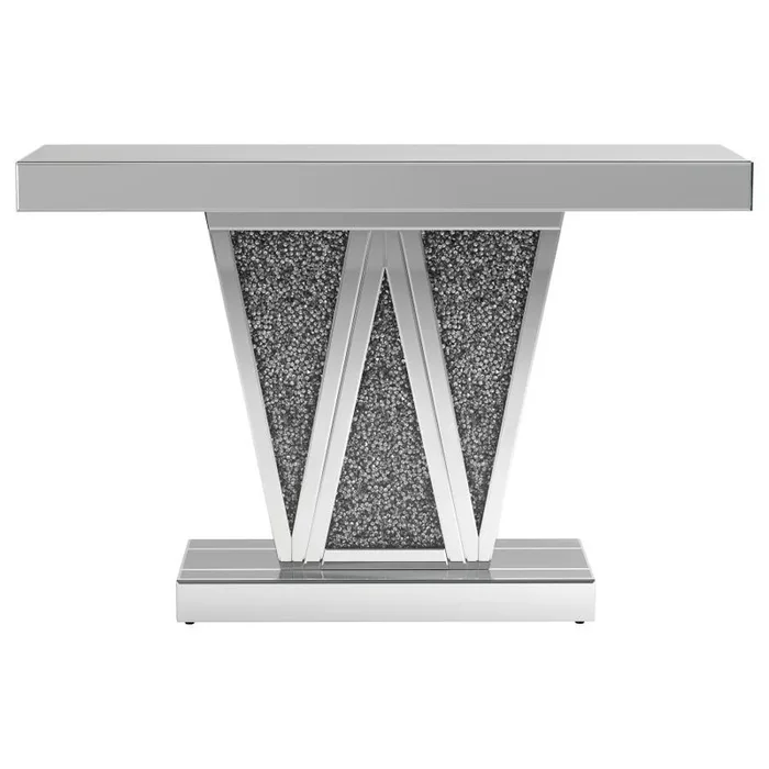 Crocus – Rectangular Mirrored Entryway Console Table – Silver