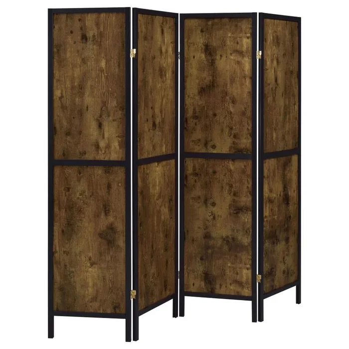 Deepika – 4-Panel Room Divider Folding Screen – Rustic Nutmeg