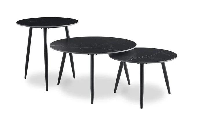 Delancey 31.5″ Modern 3-Pack Coffee + 2 End Tables – Black|Ensemble 3 tables modernes Delancey de 31,5 po (table à café et 2 tables de bout) – noir