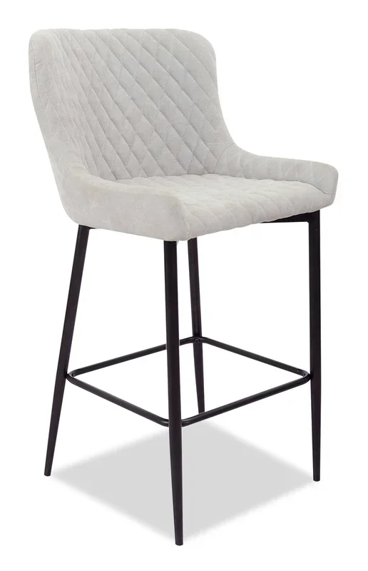 Demi Counter-Height Stool with Velvet-Like Fabric, Metal – Taupe | Tabouret Demi de hauteur comptoir en tissu d’apparence velours et en métal – taupe