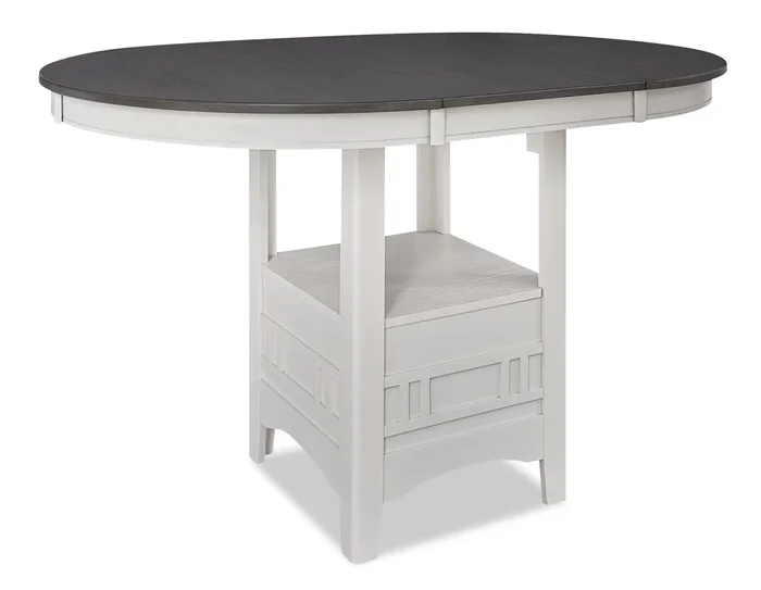 Dena Counter-Height Dining Table with 42-60″W Extension, Round – Dove Grey | Table de salle à manger ronde Dena de 42 po à 60 po (L) de hauteur comptoir et avec rallonge – gris tourterelle