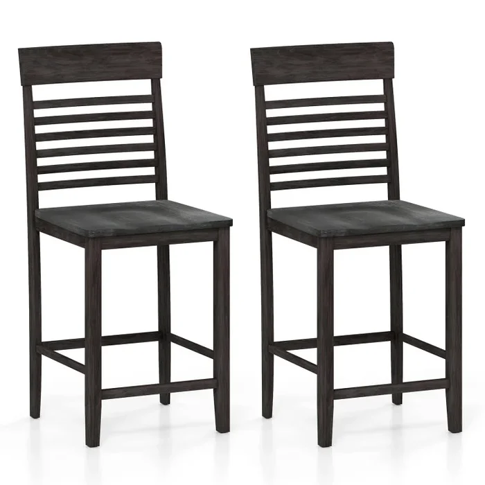 Dining Chair Set of 2 with Footrests and Solid Wood Frame