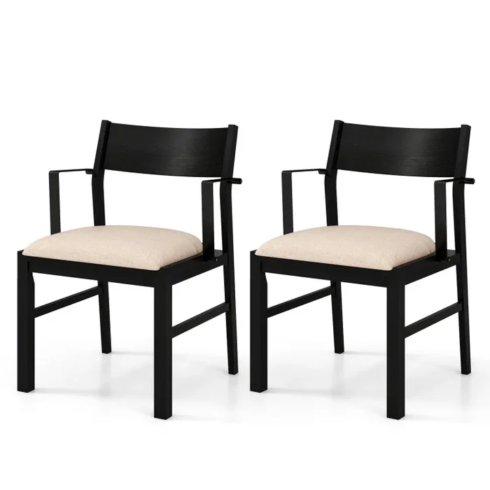 Dining Chair with Contoured Backrest and Padded Seat Set of 2