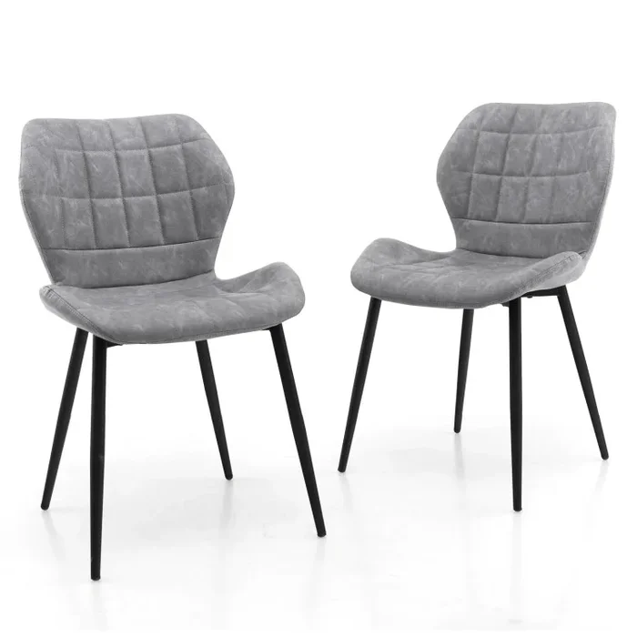 Dining Chairs Set of 2 with Padded Back, Metal Legs and Adjustable Foot Pads