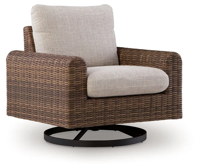 Dolan Creek – Swivel Lounge With Cushion – Gray / Brown