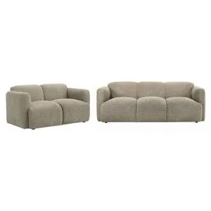 Dorset 2-piece Upholstered Round Track Arm Sofa Set Brown