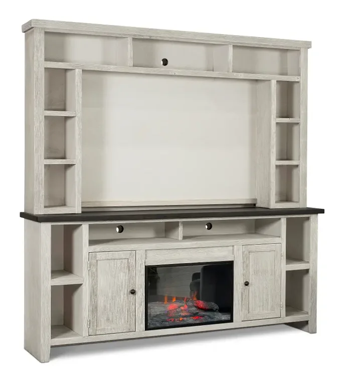 Eastport White 84″ Fireplace Entertainment Center