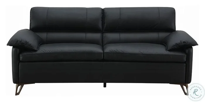 Eilene Black Top Grain Leather 83″ Loveseat