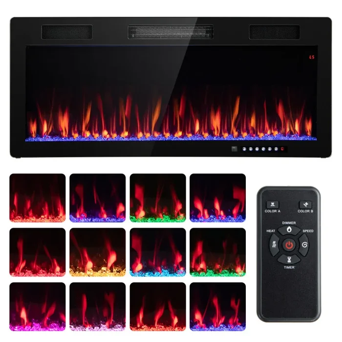 Electric Fireplace 40/50/60 Inches Recessed and Wall Mounted for 2 x 6 Ft Stud