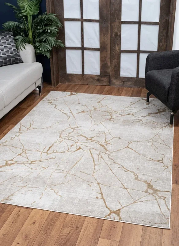 Elegance – 5’3″ X 7’3″ Area Rug – Gold, Polyester