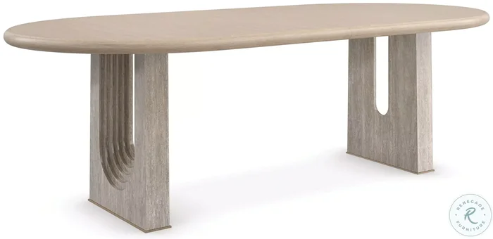 Emphasis Sun Drenched Oak And Silver Travertine Extendable Dining Table