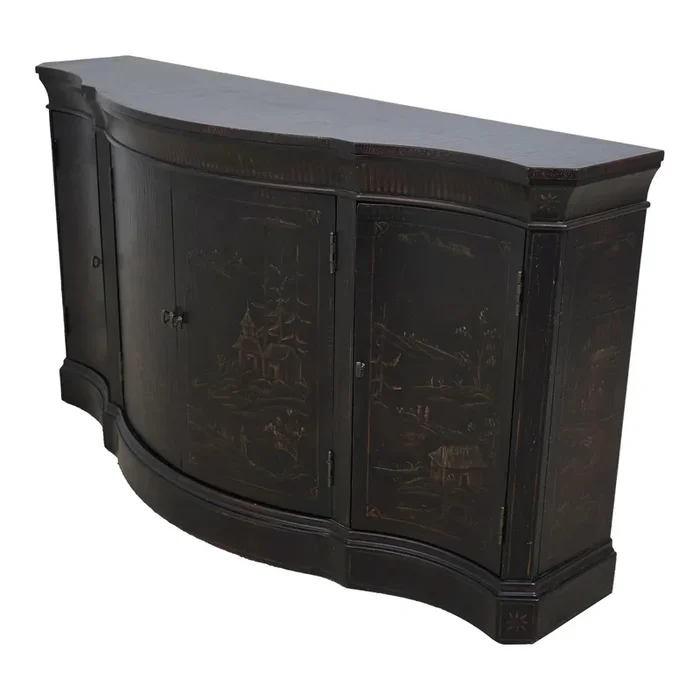 Ethan Allen Chinoiserie Decorated 4 Drawer Console Cabinet