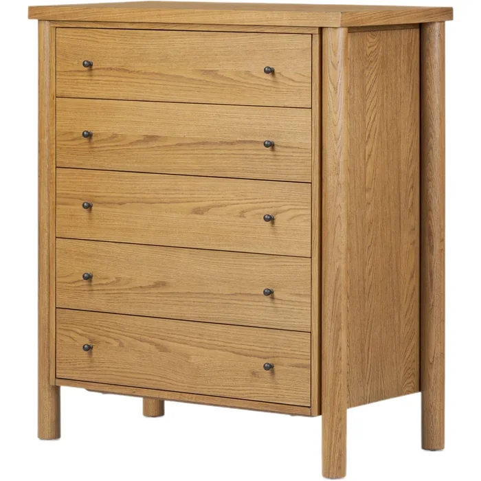 Everette Tall 5-Drawer Dresser, Amber Oak