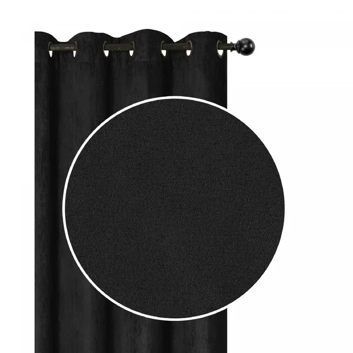 Faux Suede Panel With 8 Grommets Black – Set of 2 Drapes and Blinds|Panneau en suédine noire avec 8 œillets – ensemble de 2 rideaux et stores