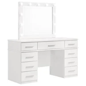 Felicity 9-drawer Vanity Table Lighted Mirror Glossy White