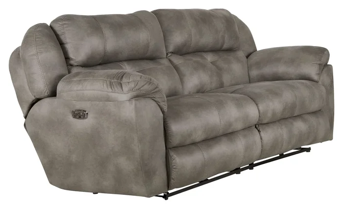 Ferrington Power Lay Flat Reclining Sofa w/ Power Headrest and Lumbar (Steel)