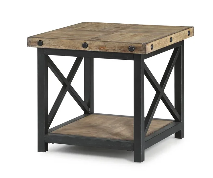 Flexsteel Carpenter Lamp Table in Rustic Gray