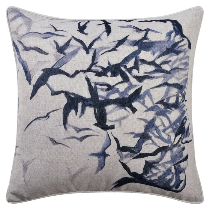 Flock Accent Pillow – Blue | Coussin décoratif volée – bleu | FL1362DP