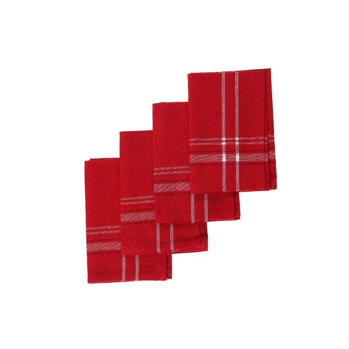 French Border Napkin Set of 4 Red|Ensemble de 4 serviettes de table rouges à bordure française