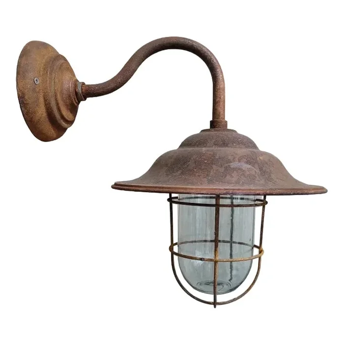 French Rusty Outdoor Barn Lamp Light