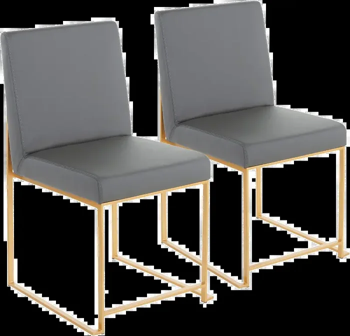 Fuji Gray and Gold Dining Chairs, Set of 2