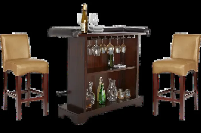 Galeno Cherry 3 Pc Bar Set with Tan Barstools