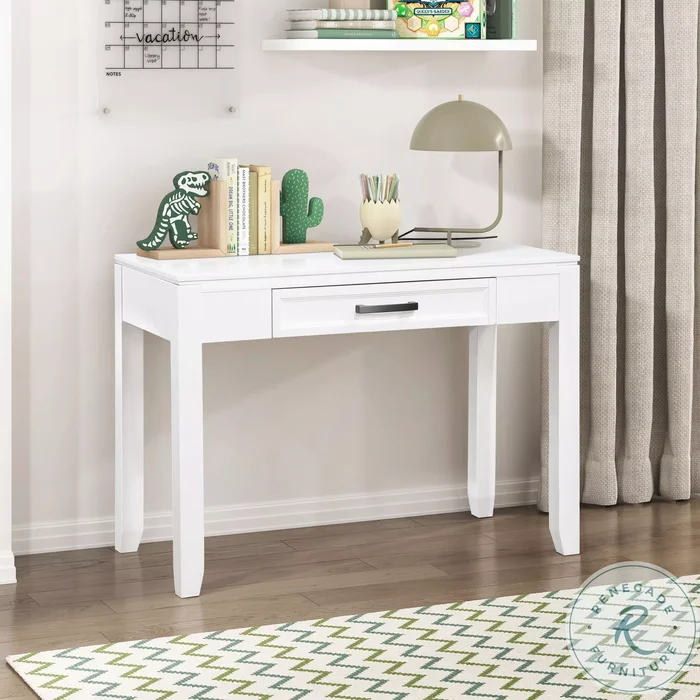 Garretson White And Metallic Gray 1 Drawer Home Office Set