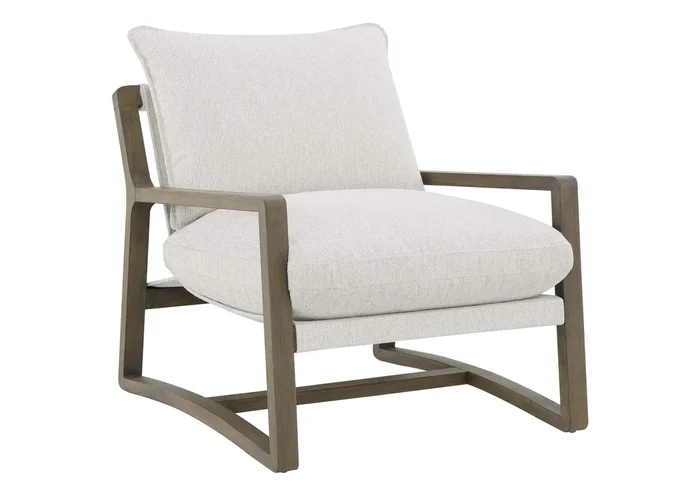 Geneva Boucle Upholstered Wood Arm Accent Chair Sand