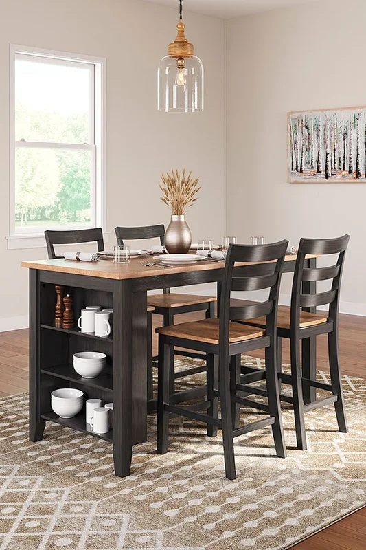 Gesthaven Counter Height Dining Room Set (Brown and Natural)