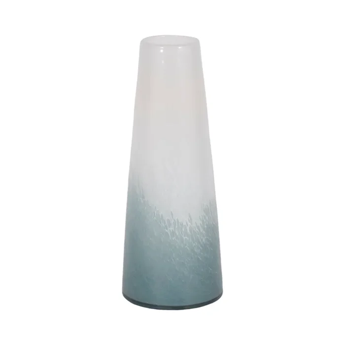 Glass 11″ Light Blue Waters Vase – Blue and White|Vase de 11 po en verre à motif d’eaux bleu clair – bleu et blanc
