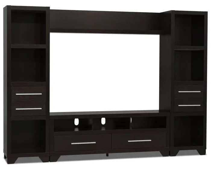 Glendale 99″ 4-Piece Entertainment Centre with Storage and Cable Management for TVs up to 65″- Espresso|Meuble audio-vidéo Glendale 4 pièces de 99 po avec rangement et système de gestion des câbles pour téléviseurs jusqu’à 65 po – espresso
