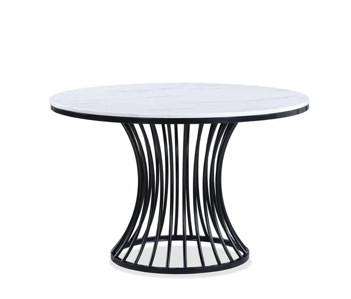 Hadley – Faux Marble Round Table – White