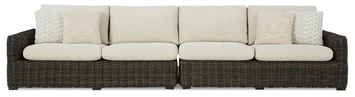 Halifax 2-Piece Outdoor Patio Set with Right & Left Facing Loveseats, UV & Weather Resistant – Beige/Brown | Ensemble Halifax 2 pièces pour la terrasse à l’extérieur avec causeuse de droite et causeuse de gauche – brun et beige