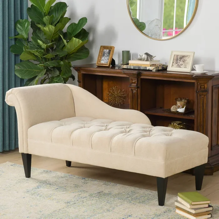 Harrison – Tufted Roll Arm Chaise Lounge