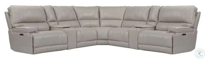 Hemingway Verona Linen Leather 7 Piece Modular Power Reclining Sectional