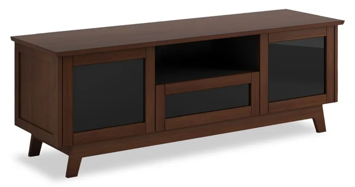 Heston 72″ Premium TV Stand with Storage – Medium Walnut | Meuble pour téléviseur Heston de 72 po de qualité supérieure avec rangement – noyer moyen | HEB72TVS