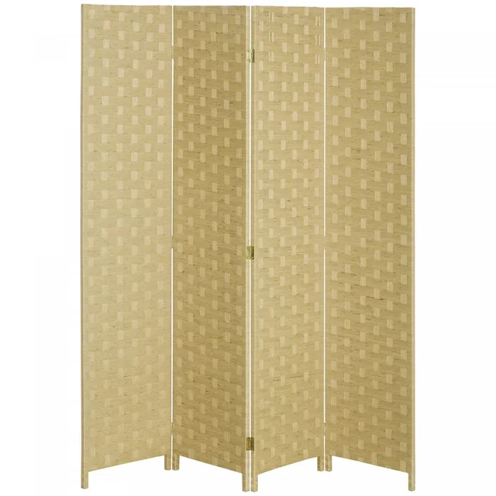 Homcom 4-panel Folding Divider Room, Wave Fiber Privacy Screen|Homcom Separation De Piece Pliante A 4 Panneaux, Ecran De Confidentialite En Fibre D’onde