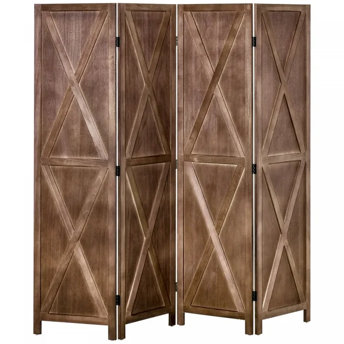 Homcom 5.6ft 4-panel Wooden Room Divider With Foldable Design|Homcom Separateur De Piece En Bois A 4 Panneaux De 5.6″ Pliable