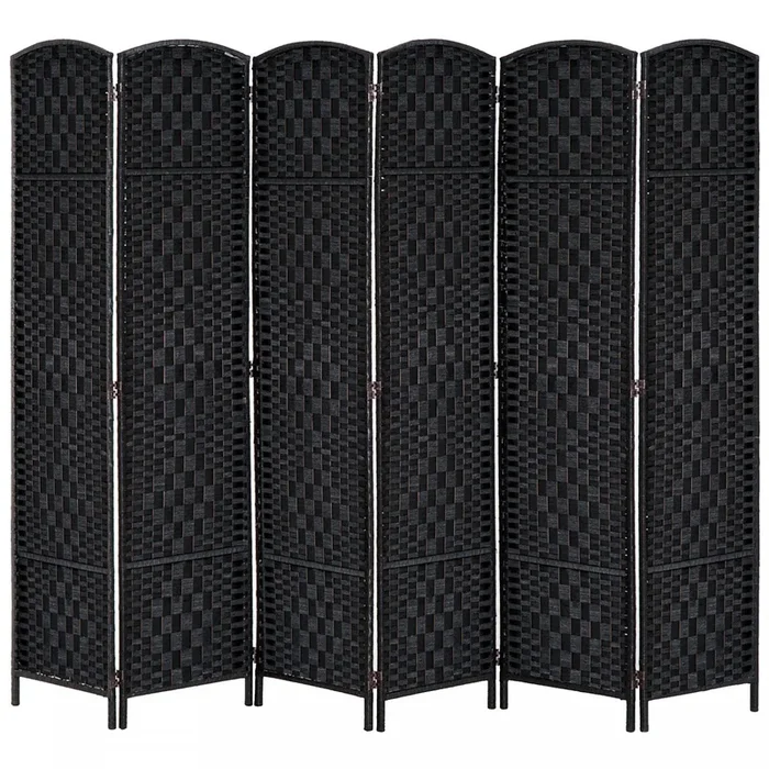 Homcom Double Hinged Woven Wicker Room Divider And Privacy Screens|Homcom Separateur De Piece En Osier Tisse A Double Charniere